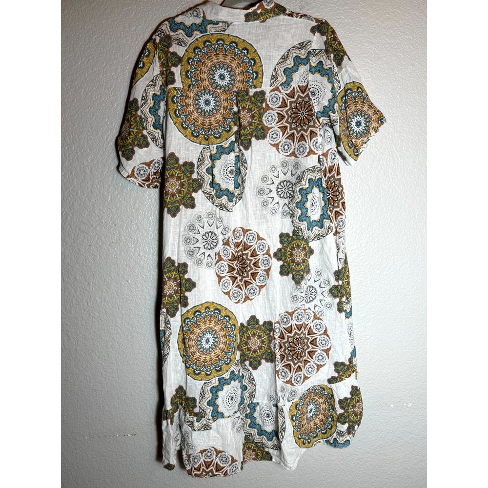 Cristina Vergani Shirt Dress Womens Medium Multicolor‎ Medallion Print Side Slit - Picture 8 of 16